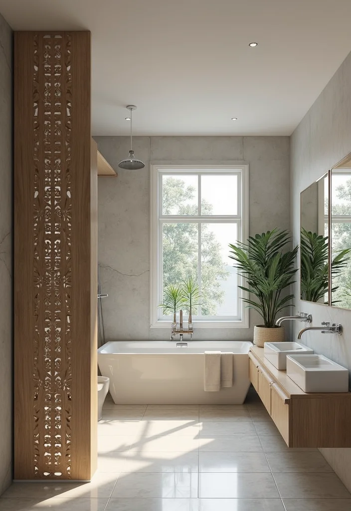 12 Bathroom Divider Ideas for Privacy Flow and Smart Layouts - 10. Decorative Partitions