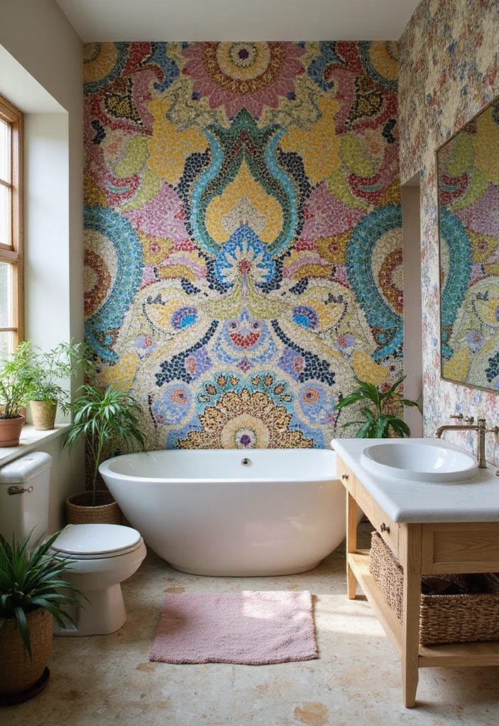 12 Bathroom Divider Ideas for Privacy Flow and Smart Layouts - 12. Mosaic Tile Walls