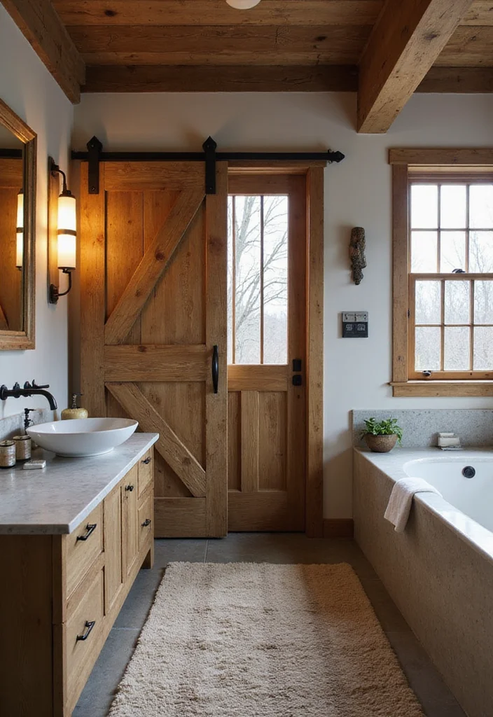 12 Bathroom Divider Ideas for Privacy Flow and Smart Layouts - 5. Reclaimed Barn Doors