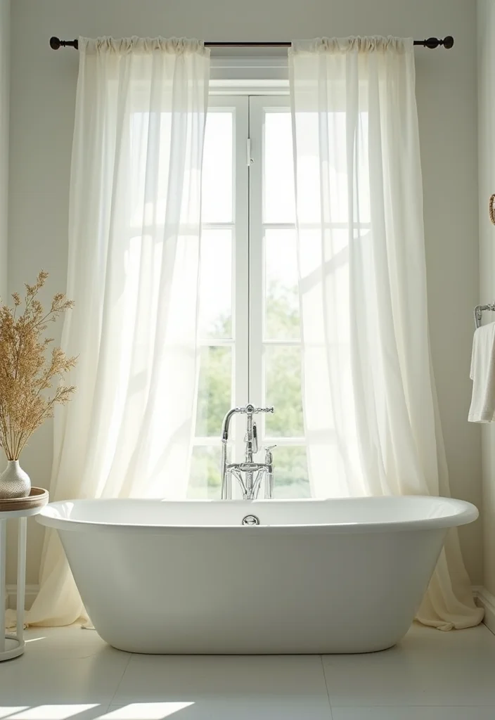 12 Bathroom Divider Ideas for Privacy Flow and Smart Layouts - 9. Sheer Curtains