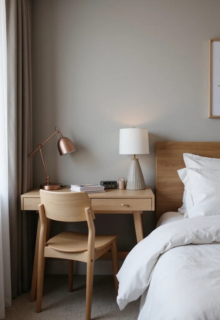 12 Bedroom Workspace Ideas for Productive Calm Functional Living - 3. Bedside Workstation