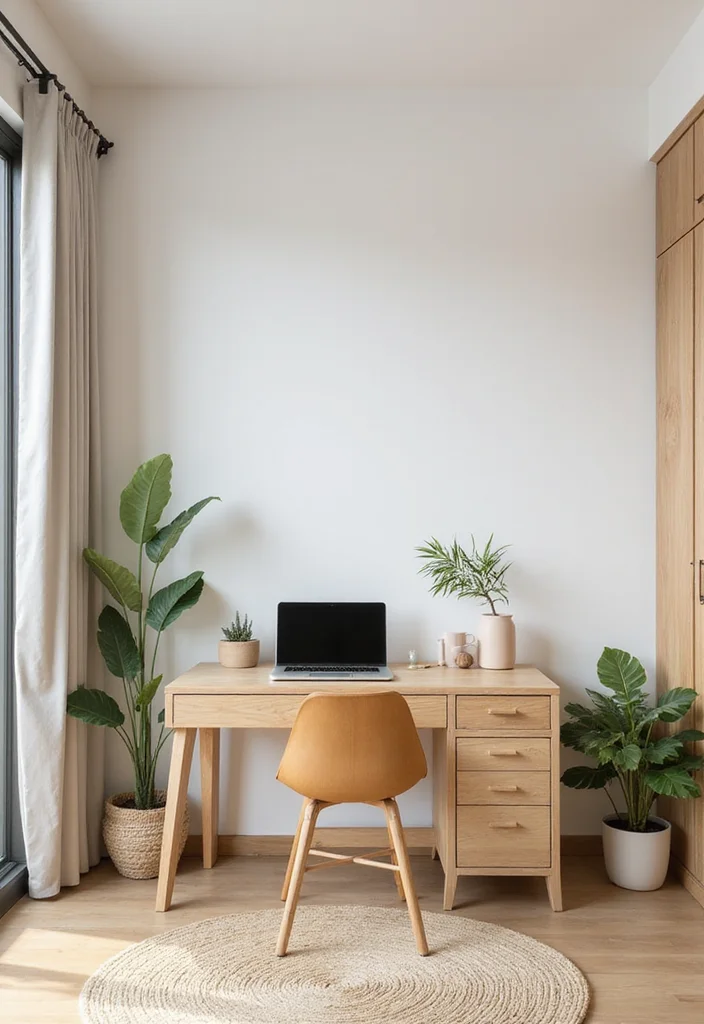 12 Bedroom Workspace Ideas for Productive Calm Functional Living - 4. Minimalist Aesthetic with Natural Elements