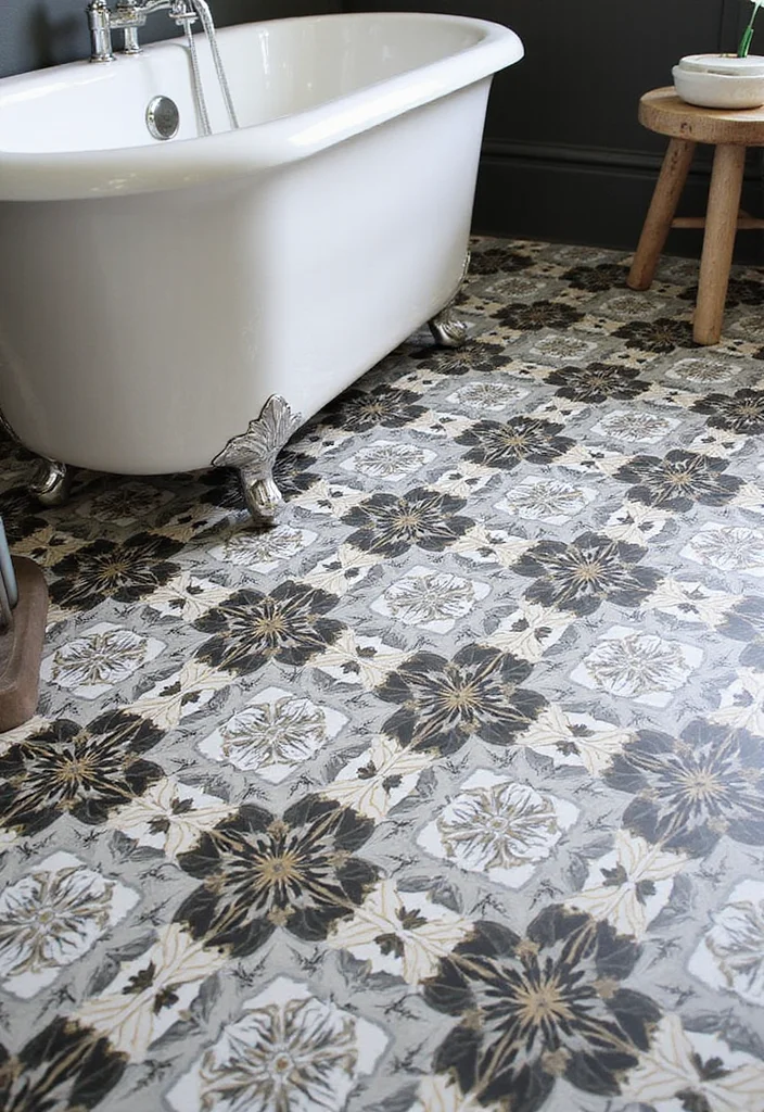 12 Black White and Gold Bathroom Ideas for Bold Glam Sophistication - 2. Monochrome Tiles