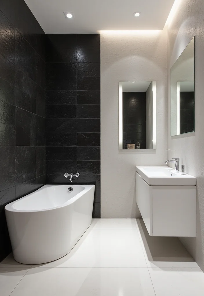 12 Black White and Gold Bathroom Ideas for Bold Glam Sophistication - 5. Textured Wall Treatments