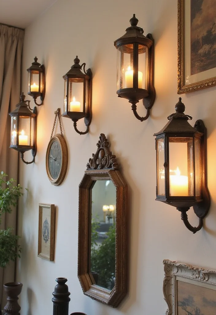 12 Candle Lanterns Decor Ideas Living Room for Warm Cozy Glow - 2. Wall-Mounted Lanterns