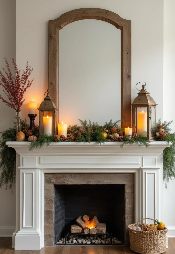 12 Candle Lanterns Decor Ideas Living Room for Warm Cozy Glow - 4. Fireplace Mantel Display