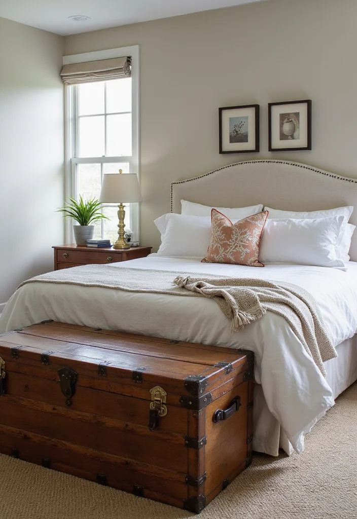 12 Cupboard Ideas Bedroom for Practical Neat Storage - 11. Chic Trunks: Vintage Meets Practicality
