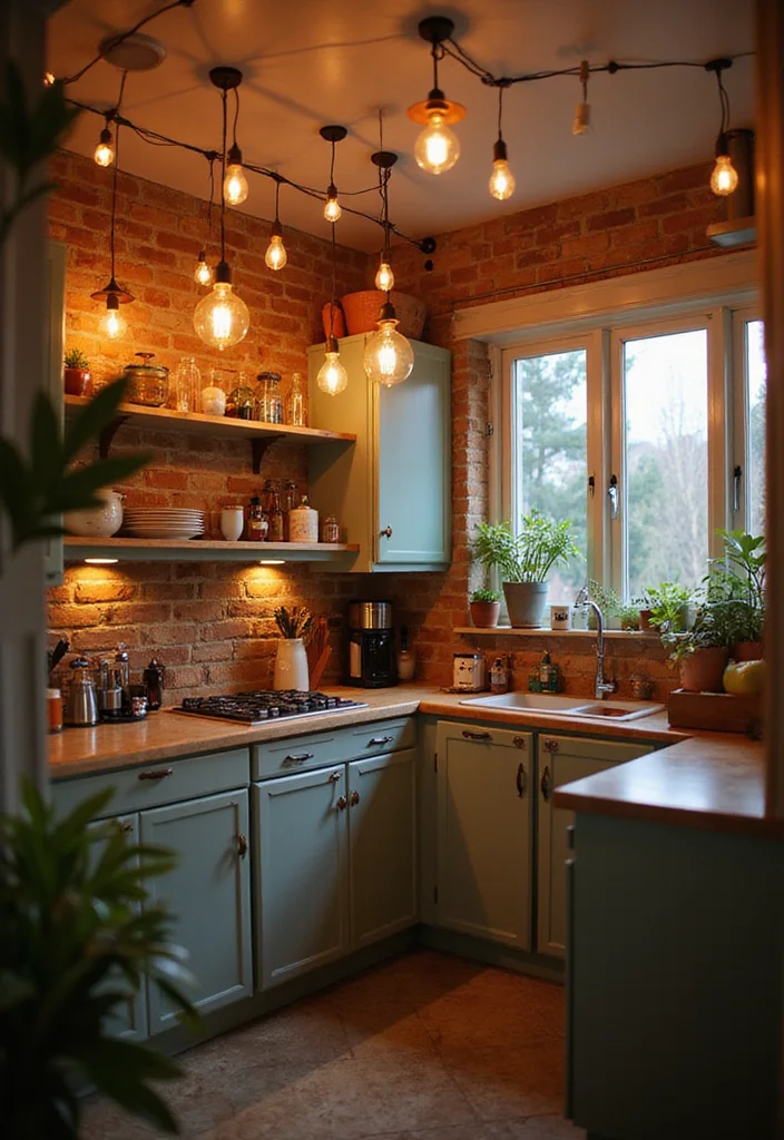 12 Cute Small Kitchen Ideas for Charming Functional Spaces - 7. Creative Lighting