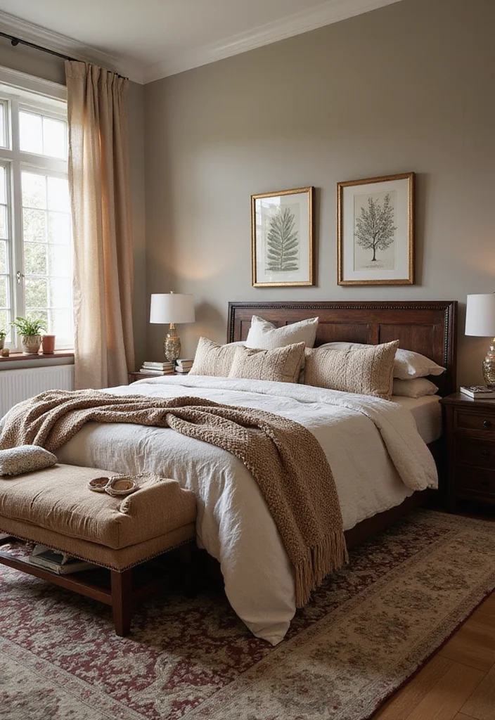 12 Dark Wood Bedroom Furniture Decor Ideas for Rich Cozy Style - 8. Layered Textiles with Dark Wood