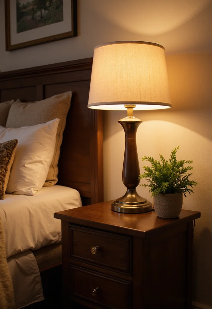 12 Dark Wood Bedroom Furniture Decor Ideas for Rich Cozy Style - 9. Dark Wood Bedside Lighting