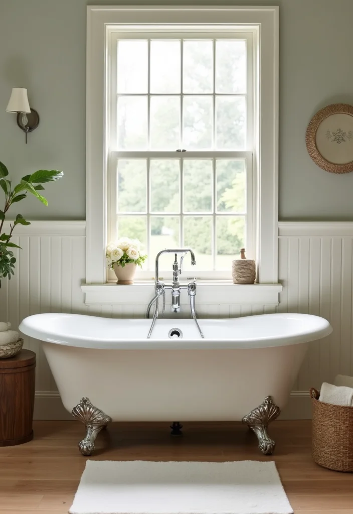 12 French Country Bathroom Ideas for Soft Rustic Romantic Charm - 1. Clawfoot Bathtub Elegance