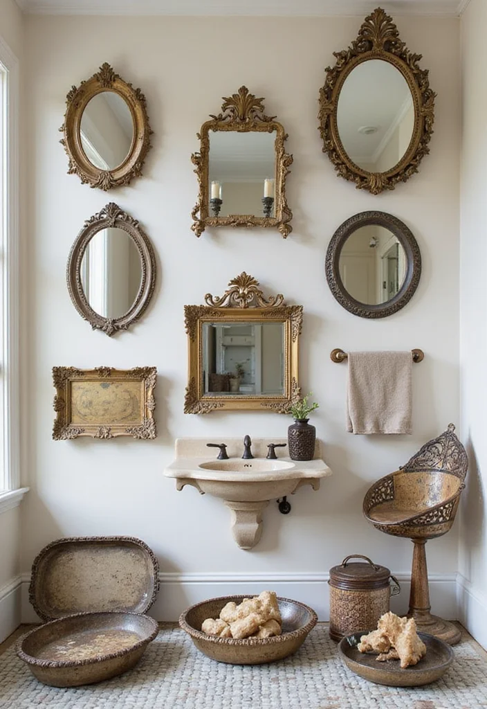 12 French Country Bathroom Ideas for Soft Rustic Romantic Charm - 2. Vintage Accessories for Classic Appeal