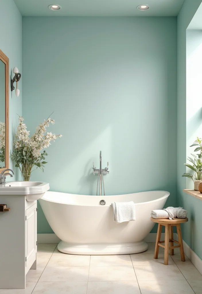 12 French Country Bathroom Ideas for Soft Rustic Romantic Charm - 3. Soft Color Palettes