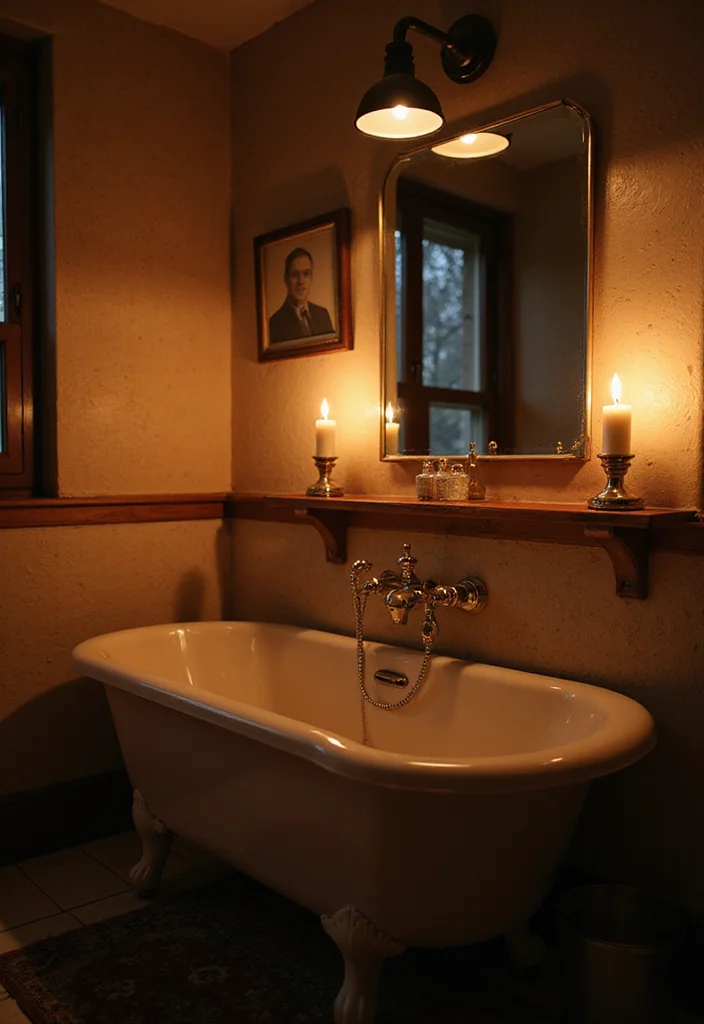 12 French Country Bathroom Ideas for Soft Rustic Romantic Charm - 4. Romantic Bathroom Lighting