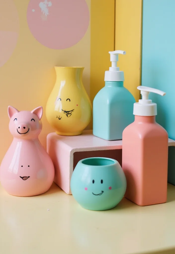 12 Funky Bathroom Ideas for Playful Colorful Creative Style - 12. Whimsical Accessories