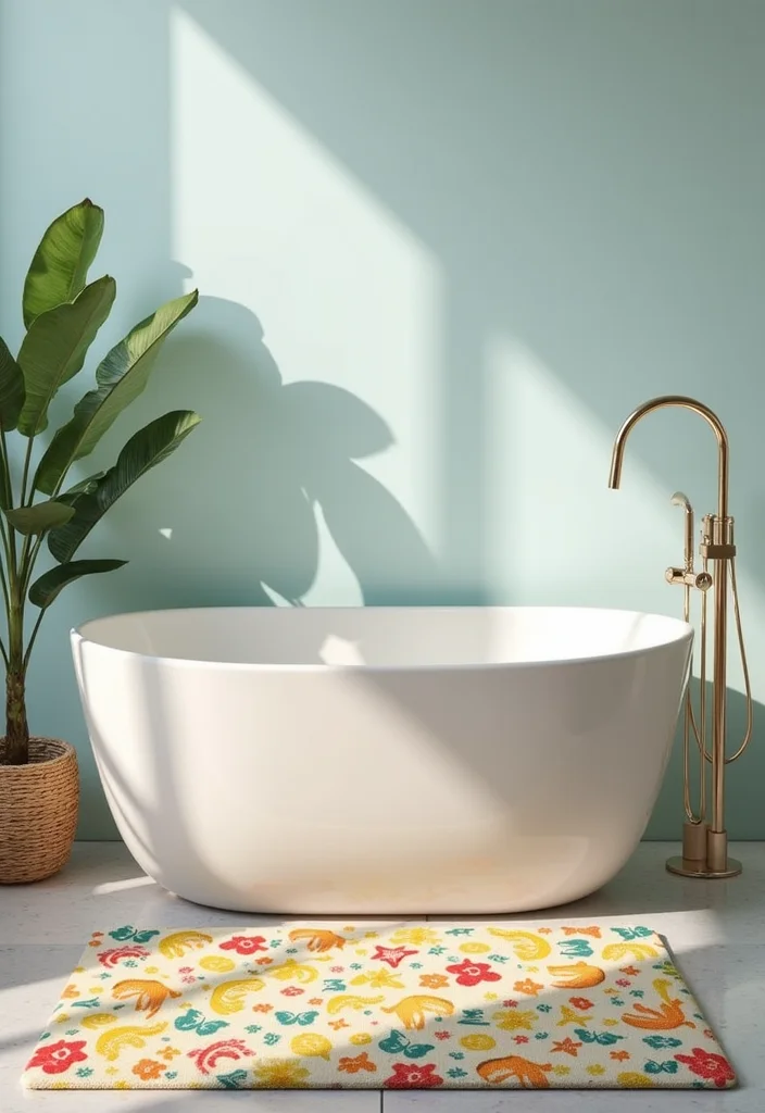 12 Funky Bathroom Ideas for Playful Colorful Creative Style - 4. Playful Bath Mats