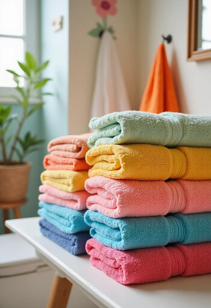 12 Funky Bathroom Ideas for Playful Colorful Creative Style - 5. Vibrant Towel Sets