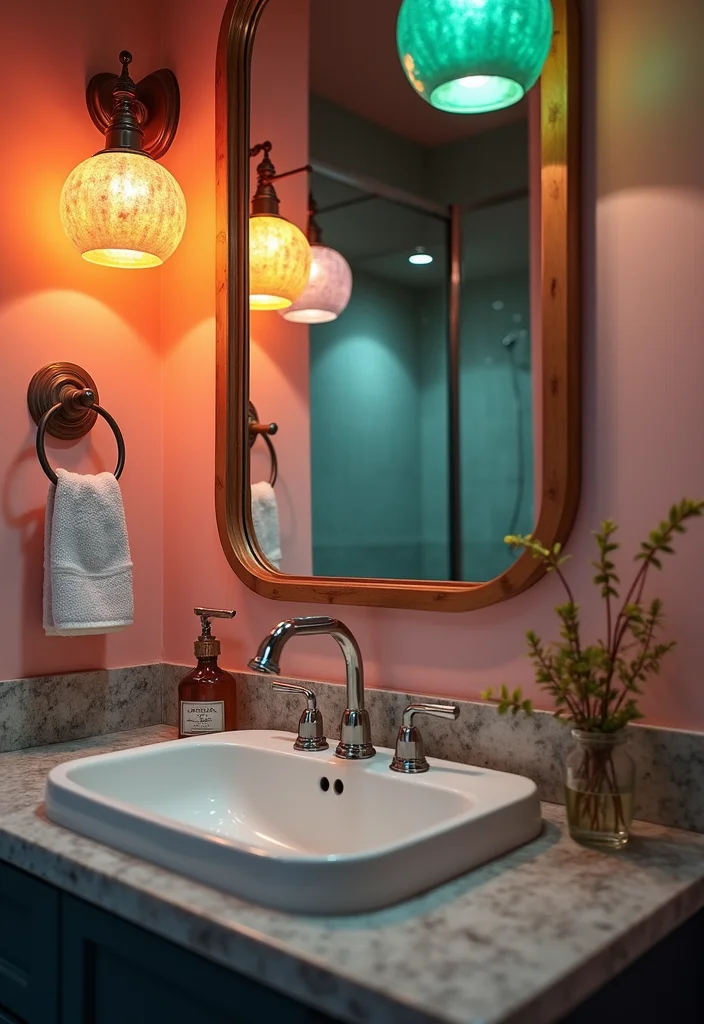 12 Funky Bathroom Ideas for Playful Colorful Creative Style - 7. Funky Lighting Fixtures