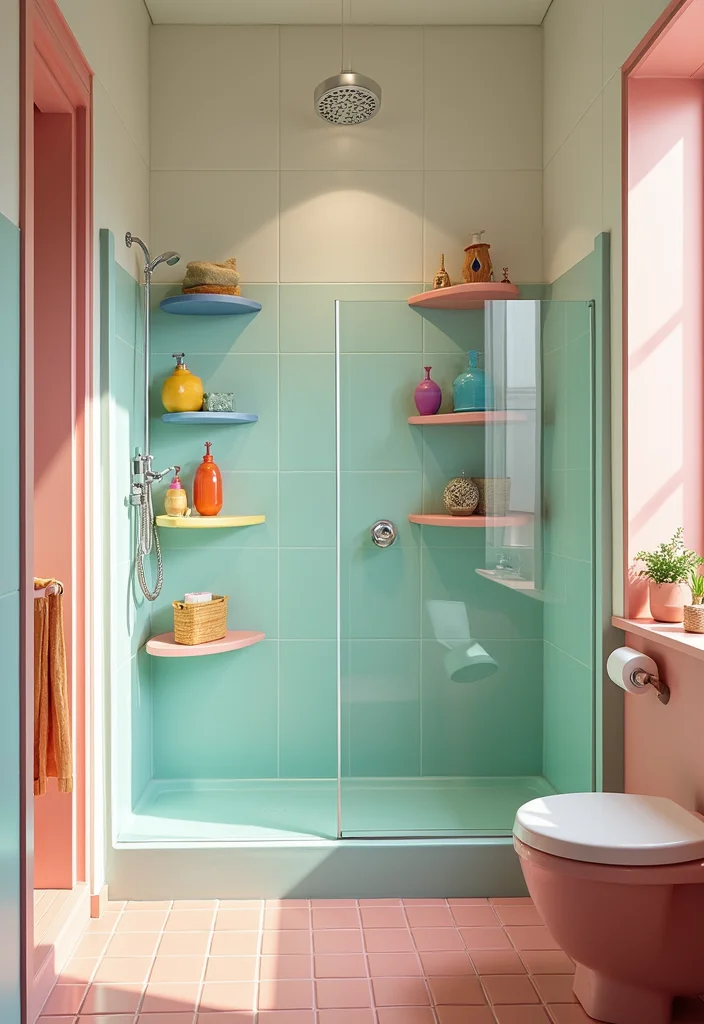 12 Funky Bathroom Ideas for Playful Colorful Creative Style - 9. Playful Shower Accessories