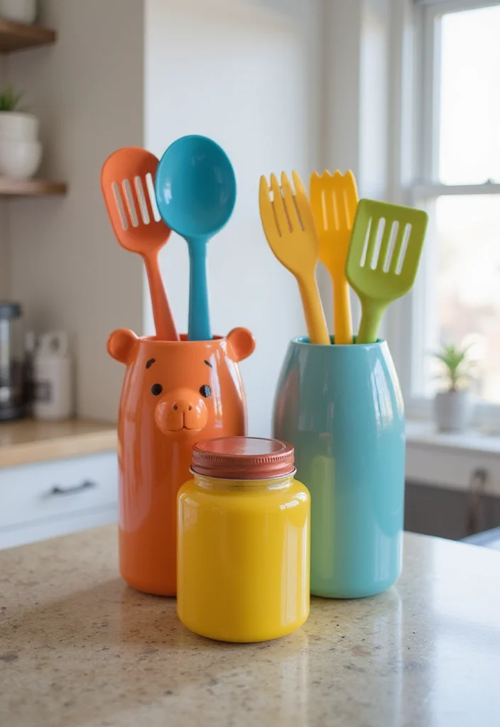 12 Funky Kitchen Ideas for Colorful Playful Creative Vibes - 11. Unique Utensil Holders