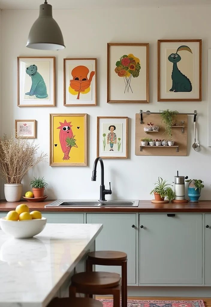 12 Funky Kitchen Ideas for Colorful Playful Creative Vibes - 2. Whimsical Wall Art