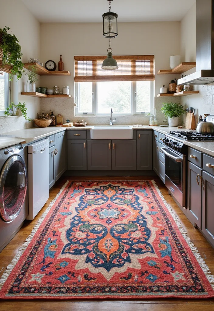 12 Funky Kitchen Ideas for Colorful Playful Creative Vibes - 3. Funky Rugs