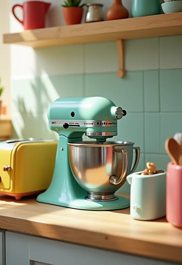 12 Funky Kitchen Ideas for Colorful Playful Creative Vibes - 8. Colorful Countertop Appliances