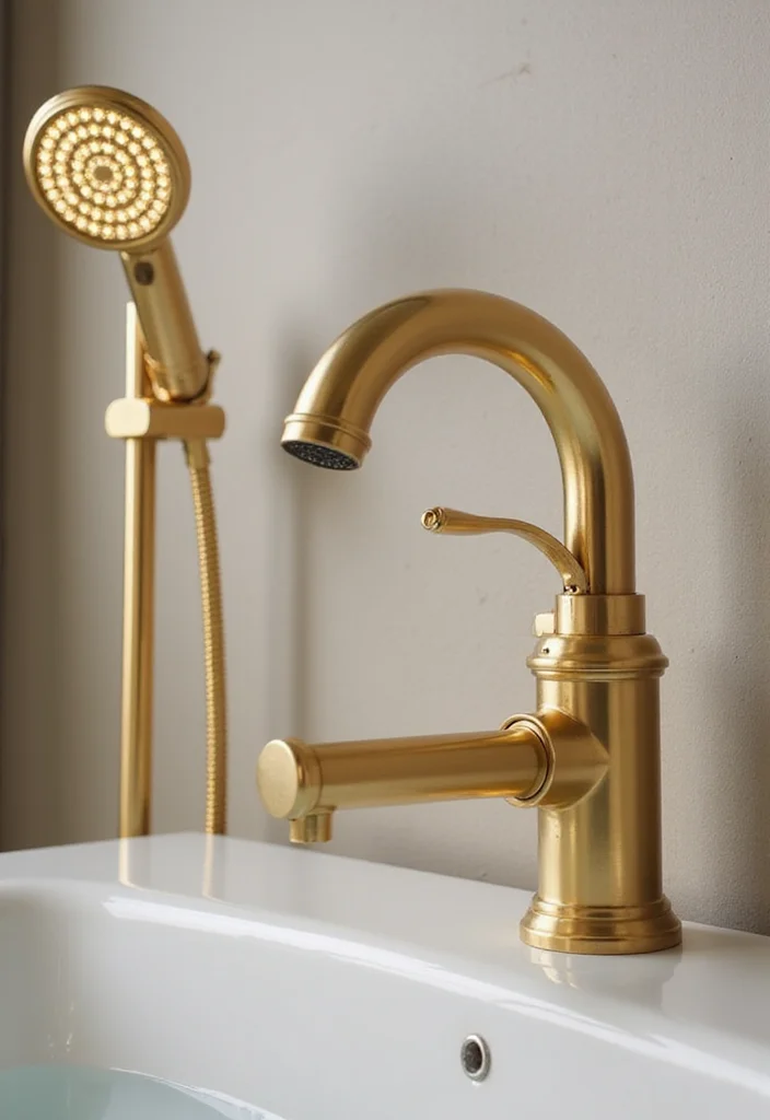 12 Golden Bathroom Ideas for Warm Elegant Luxe Style - 1. Opulent Gold Fixtures
