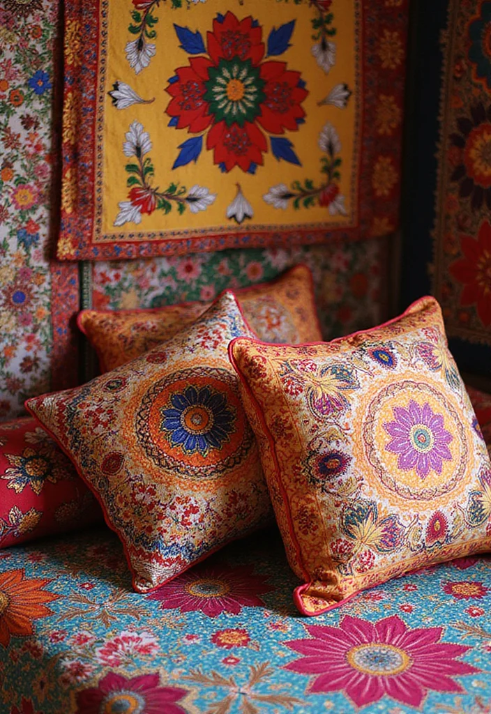 12 Indian Bedroom Ideas for Warm Colorful Cultural Style - 2. Ethnic Textiles