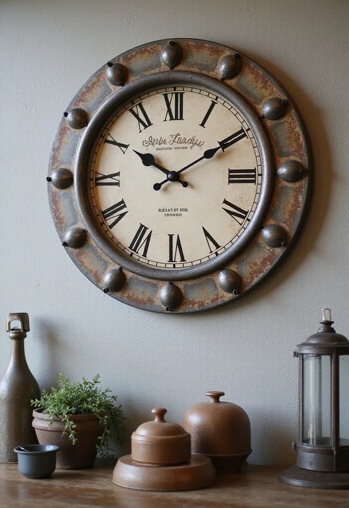 12 Kitchen Clocks Wall Ideas for Functional Decorative Style - 11. Industrial Clock with Metal Accents