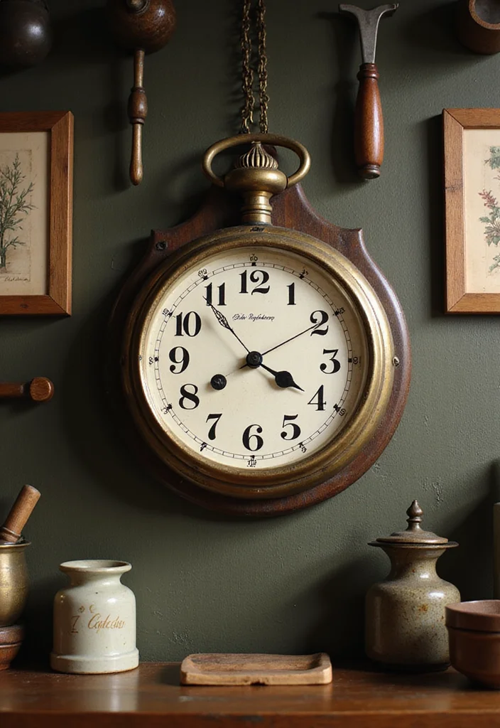 12 Kitchen Clocks Wall Ideas for Functional Decorative Style - 5. Antique Pocket Watch Wall Display