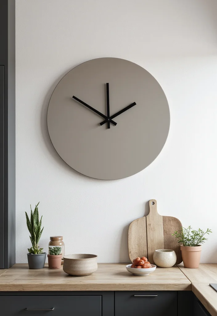 12 Kitchen Clocks Wall Ideas for Functional Decorative Style - 7. Minimalist Clock for Modern Kitchens