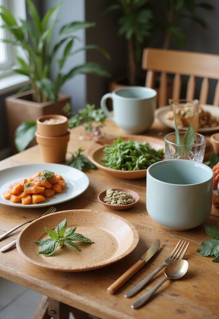 12 Kitchen Diner Ideas for Cozy Practical Shared Eating Areas - 6. Sustainable Tableware Choices