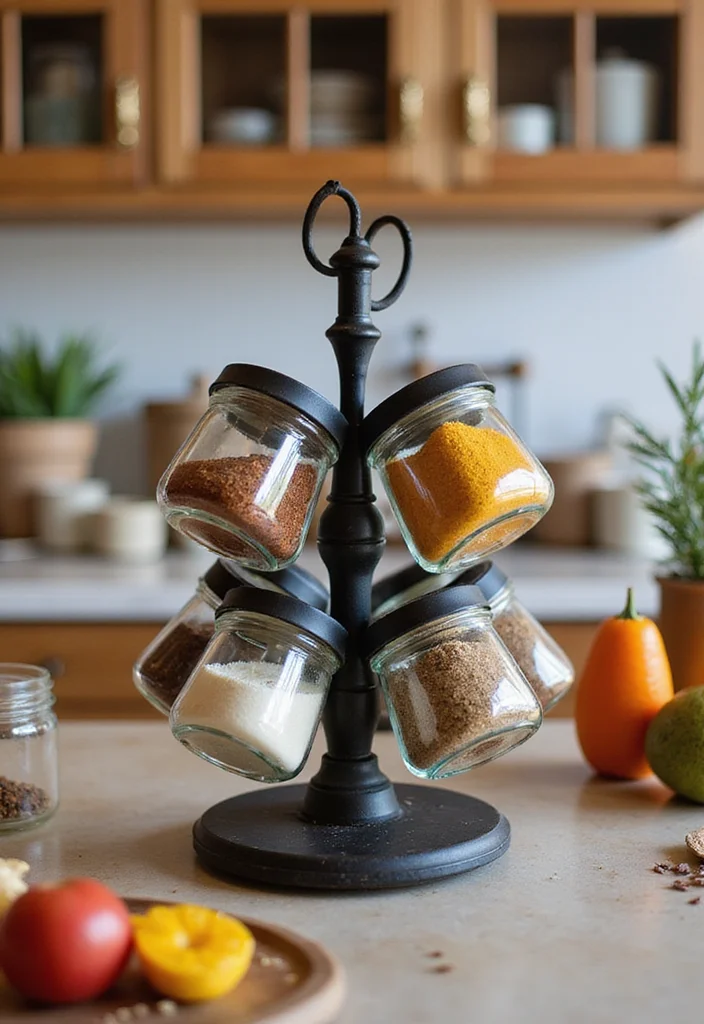 12 Kitchen Spice Rack Ideas for Organized Accessible Cooking - 11. Spice Carousel