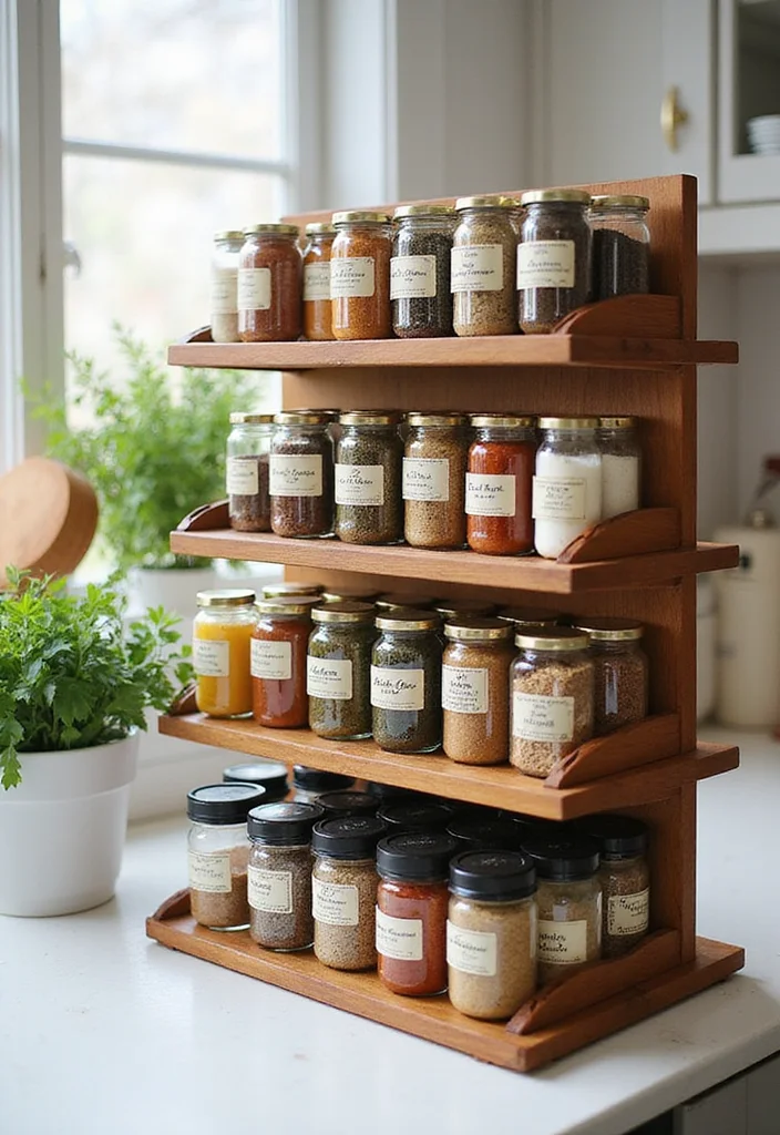 12 Kitchen Spice Rack Ideas for Organized Accessible Cooking - 3. Tiered Spice Organizer