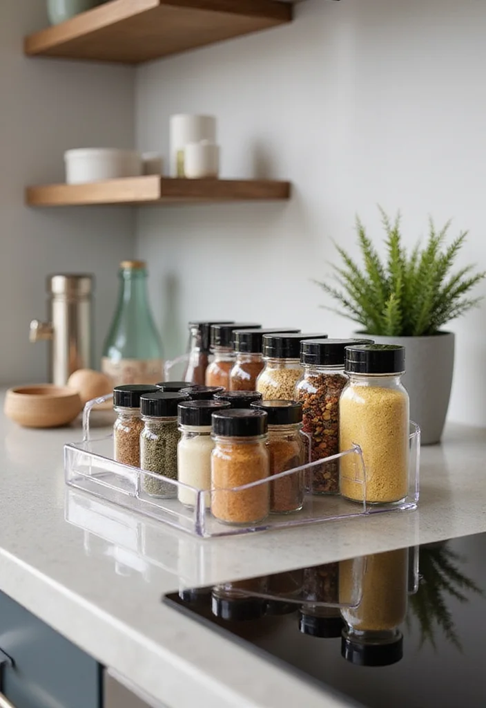 12 Kitchen Spice Rack Ideas for Organized Accessible Cooking - 9. Clear Acrylic Spice Organizer