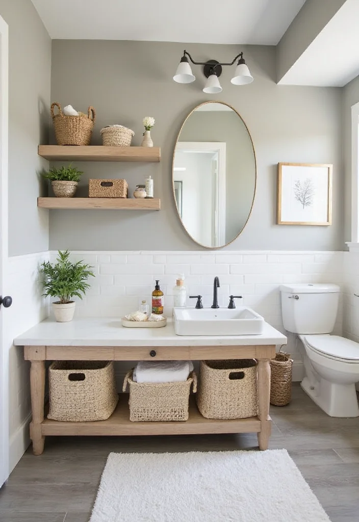 12 Lake House Bathroom Ideas for Breezy Relaxed Coastal Living - 10. Elegant Functionality: Smart Storage Solutions