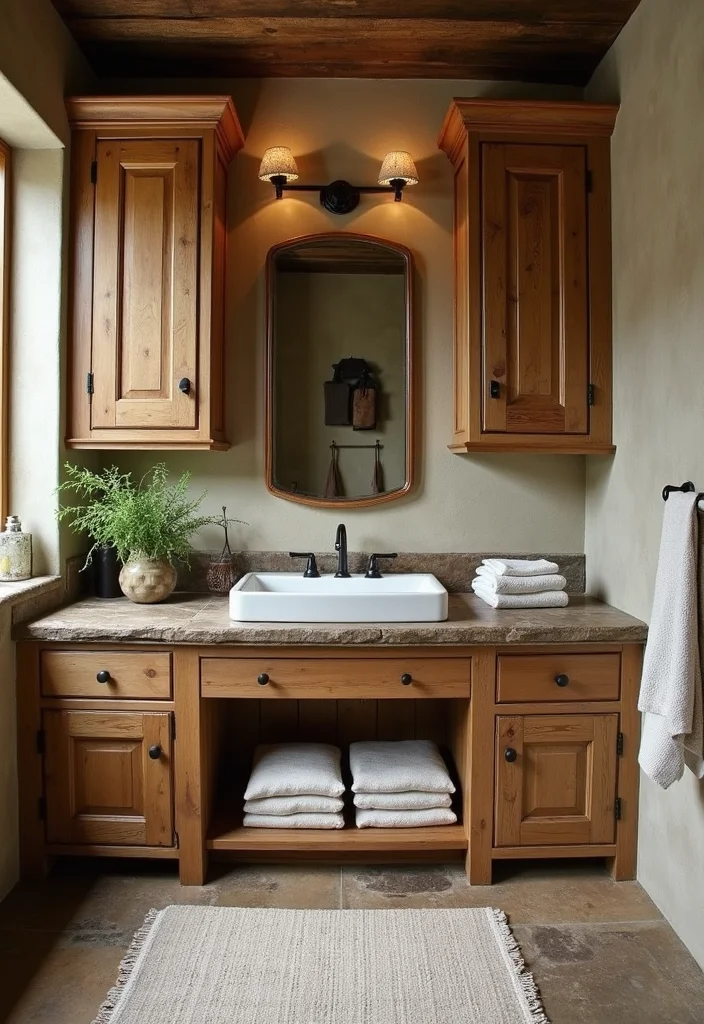 12 Lake House Bathroom Ideas for Breezy Relaxed Coastal Living - 2. Rustic Charm: Embrace Natural Materials