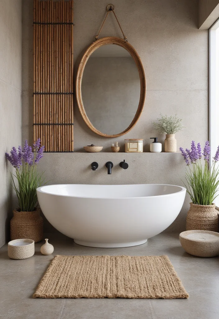 12 Lavender Bathroom Ideas for Soft Calm Pretty Ambience - 10. Natural Elements