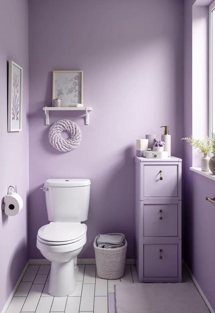 12 Lavender Bathroom Ideas for Soft Calm Pretty Ambience - 11. Functional Storage Solutions