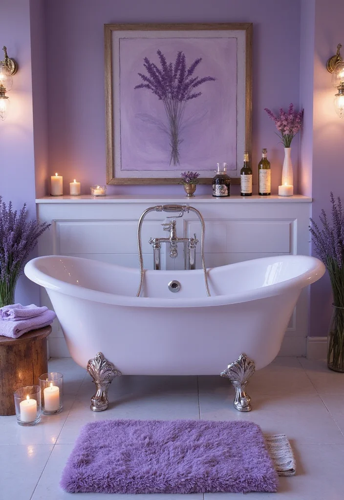 12 Lavender Bathroom Ideas for Soft Calm Pretty Ambience - 12. Luxurious Bathtubs