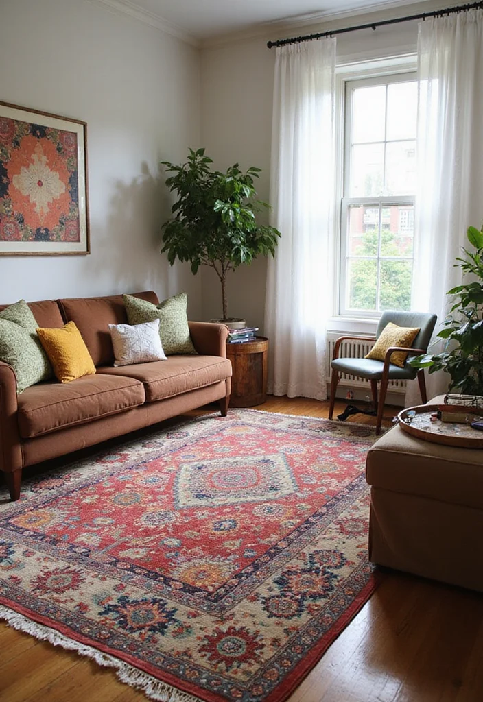 12 Living Room Sitting Area Ideas for Cozy Functional Corners - 11. Statement Rugs