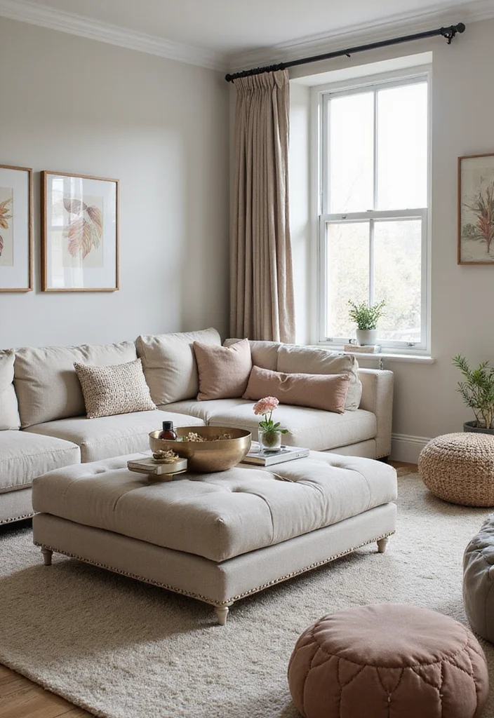 12 Living Room Sitting Area Ideas for Cozy Functional Corners - 2. Multi-Functional Ottoman