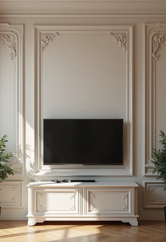 12 Living Room Wall Decor Ideas Around TV for Clean Stylish Framing - 5. Decorative Wall Molding