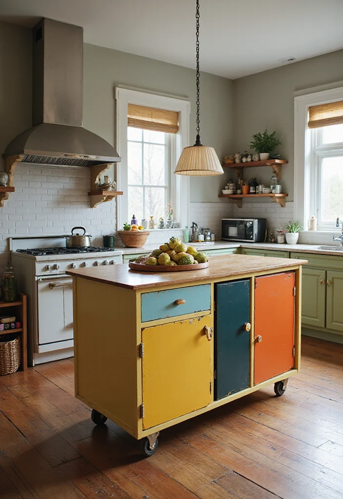 12 Mobile Kitchen Island Ideas for Flexible Prep and Storage - 11. Eclectic Mix and Match