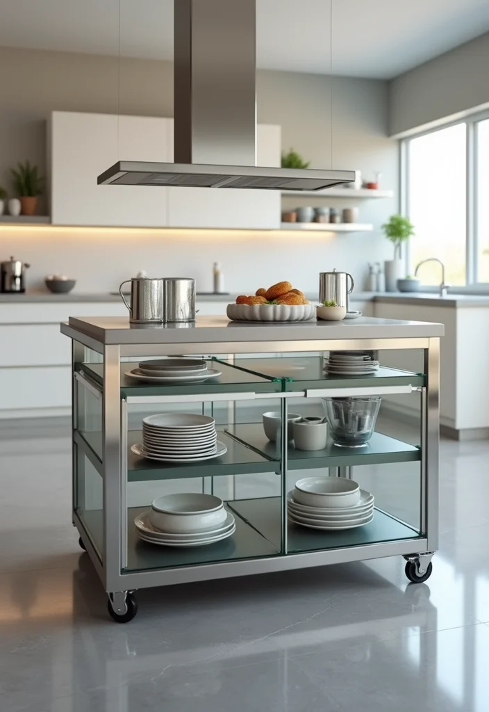 12 Mobile Kitchen Island Ideas for Flexible Prep and Storage - 2. Sleek and Modern