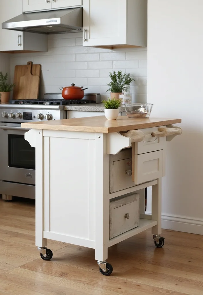 12 Mobile Kitchen Island Ideas for Flexible Prep and Storage - 3. Compact Foldable Design