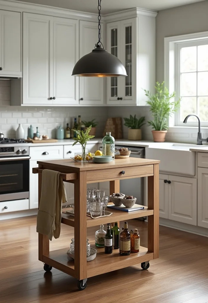 12 Mobile Kitchen Island Ideas for Flexible Prep and Storage - 8. Chic Bar Cart Style