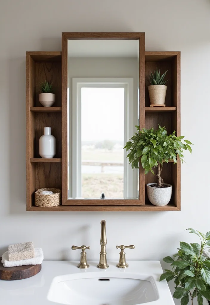 12 Modern Bathroom Mirror Ideas for Sleek Bright Updated Look - 10. Multi-Functional Mirrors with Shelving