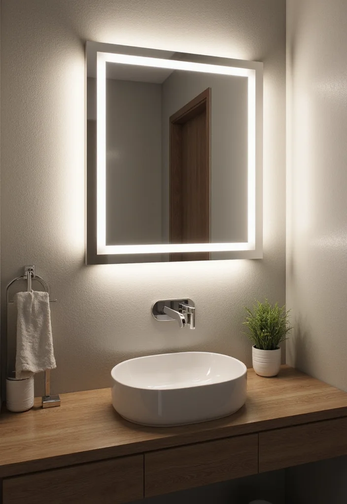 12 Modern Bathroom Mirror Ideas for Sleek Bright Updated Look - 12. Eco-Friendly Mirrors with LED Lighting